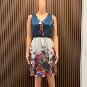 Floral Blue and White Dress